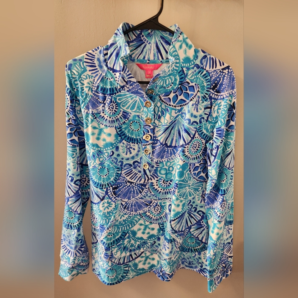 NWT Lilly Pulitzer Captain Popover Half Shell Preppy Nautical Coastal Turquoise
